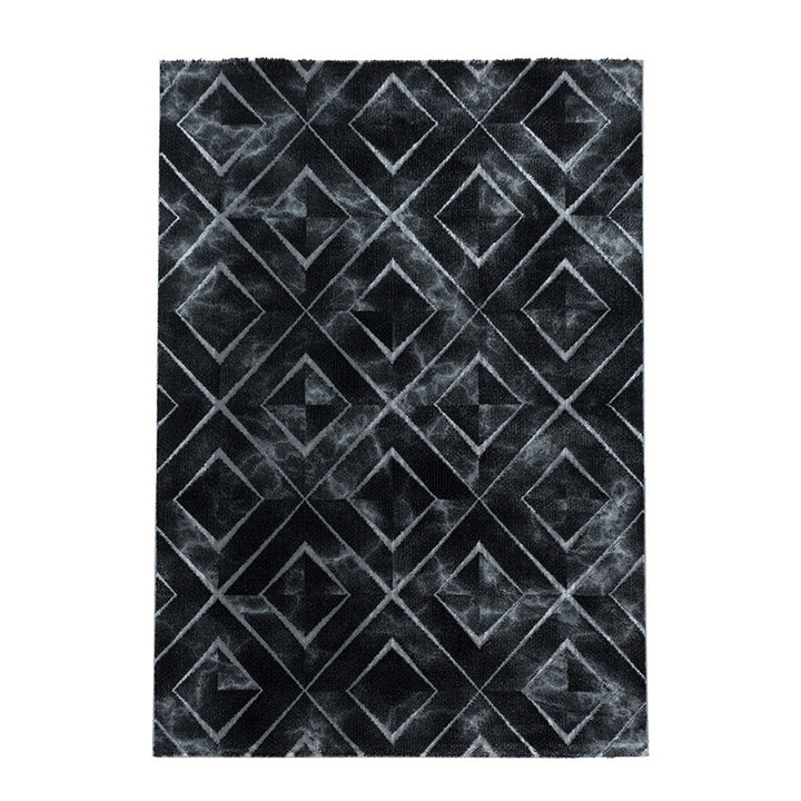 Modern vloerkleed - Marble Square Antraciet/Zilver - 1