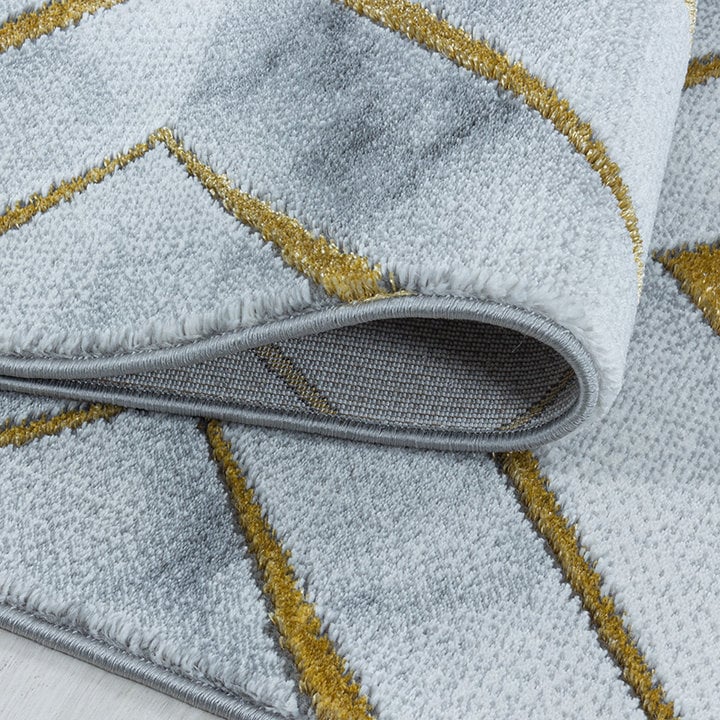 Modern vloerkleed - Marble Square Grijs/Goud - 4