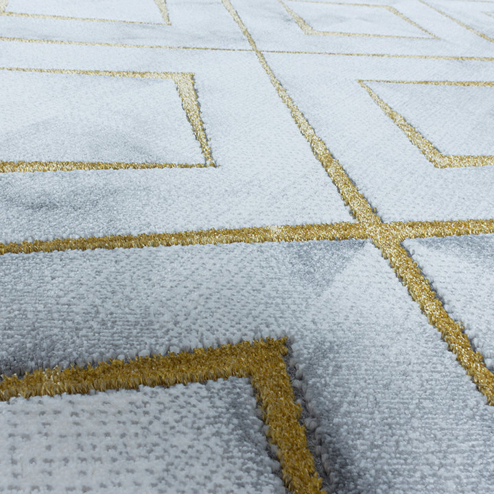 Modern vloerkleed - Marble Square Grijs/Goud - 5