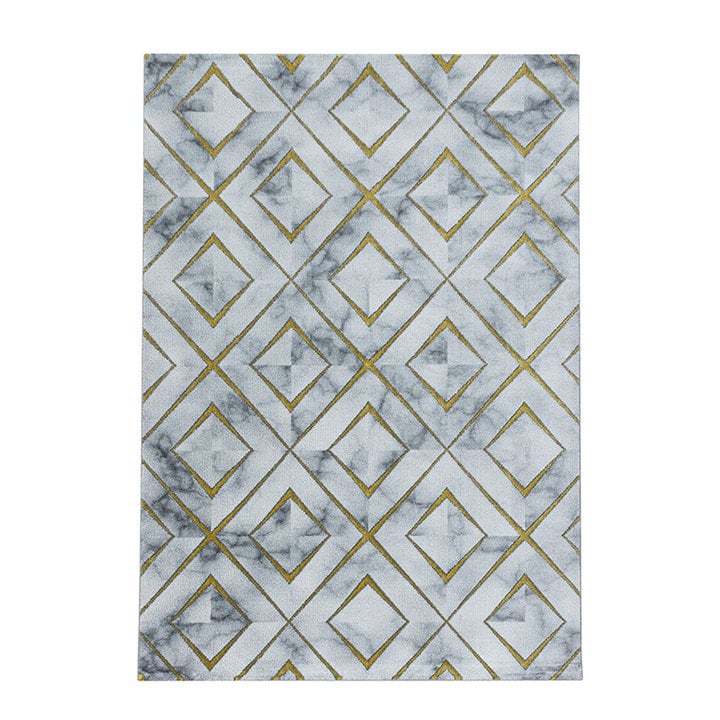 Modern vloerkleed - Marble Square Grijs/Goud - 1