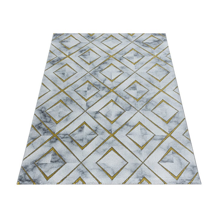 Modern vloerkleed - Marble Square Grijs/Goud - 2