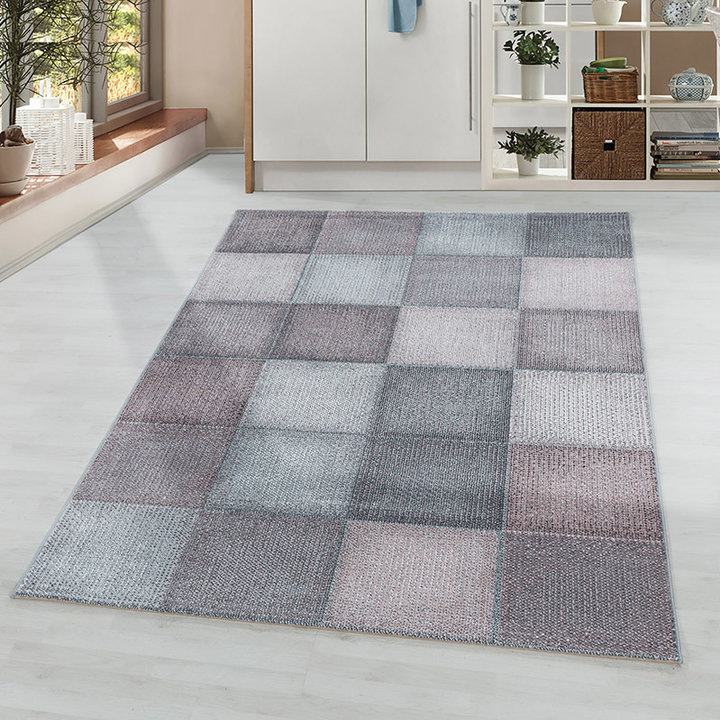 Modern vloerkleed - Optimism Block Roze Grijs