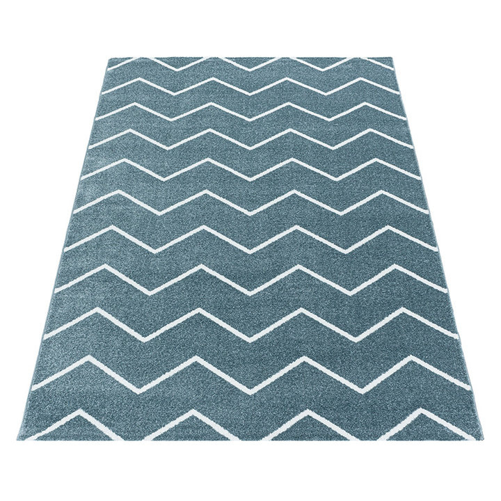 Laagpolig vloerkleed - Smoothly Weave Blauw/Wit - 2
