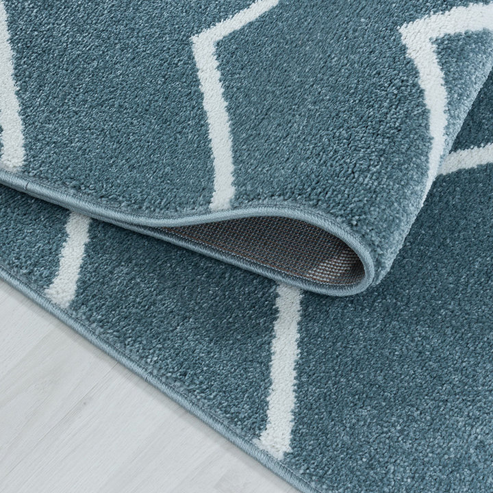 Laagpolig vloerkleed - Smoothly Weave Blauw/Wit - 4