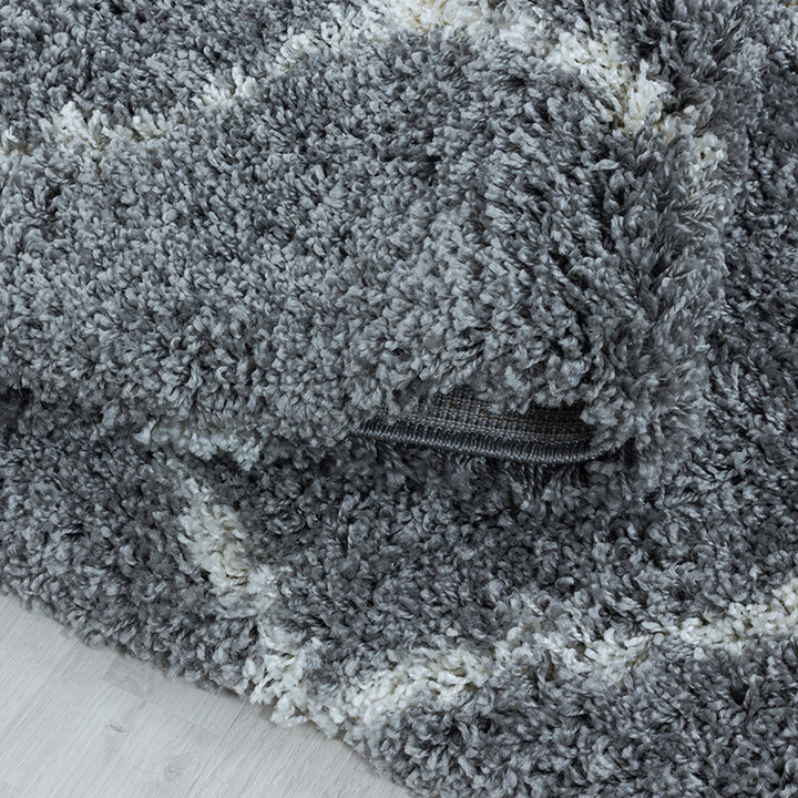 Rond berber vloerkleed - Agadir Lines Grijs/Creme - 4