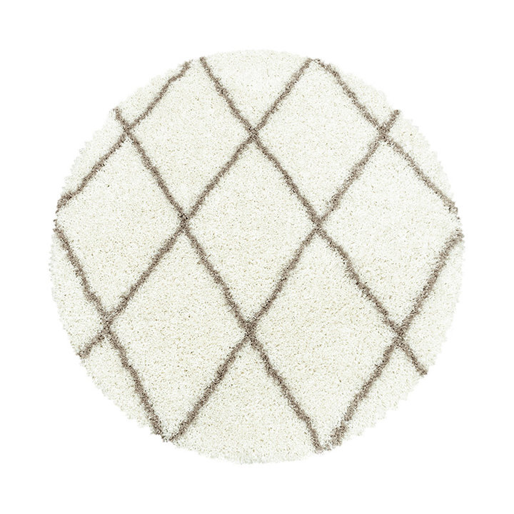 Rond berber vloerkleed - Agadir Lines Creme/Beige