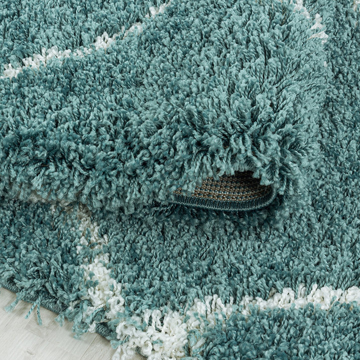 Rond berber vloerkleed - Agadir Lines Blauw/Creme - 3