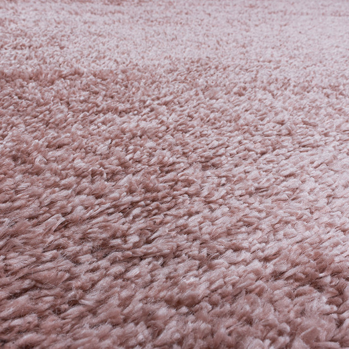 Rond hoogpolig vloerkleed - Fuzzy Roze - 1
