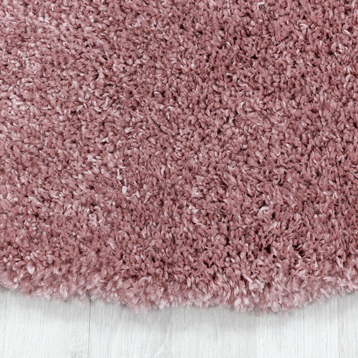 Rond hoogpolig vloerkleed - Fuzzy Roze - 2