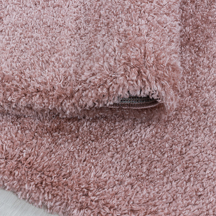 Rond hoogpolig vloerkleed - Fuzzy Roze - 4