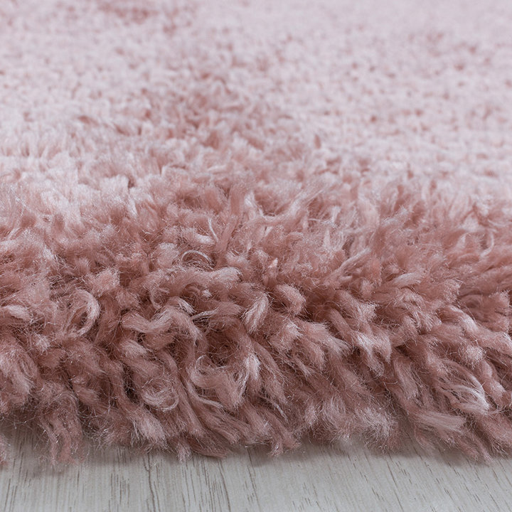 Rond hoogpolig vloerkleed - Fuzzy Roze - 3