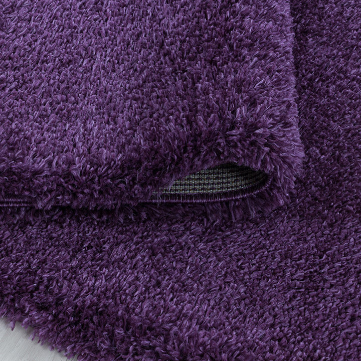 Rond hoogpolig vloerkleed - Fuzzy Paars - 4
