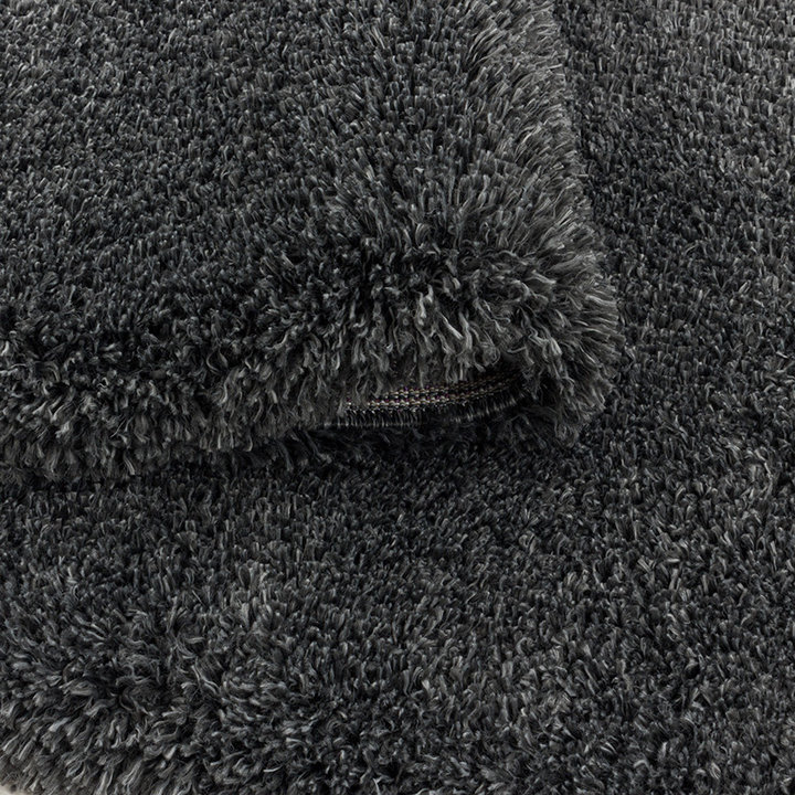 Rond hoogpolig vloerkleed - Fuzzy Donkergrijs - 4