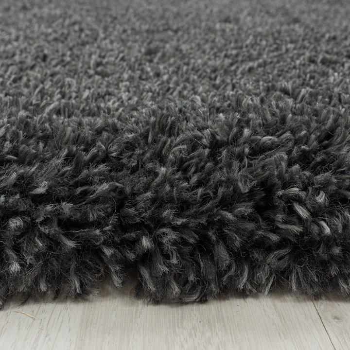 Rond hoogpolig vloerkleed - Fuzzy Donkergrijs - 3