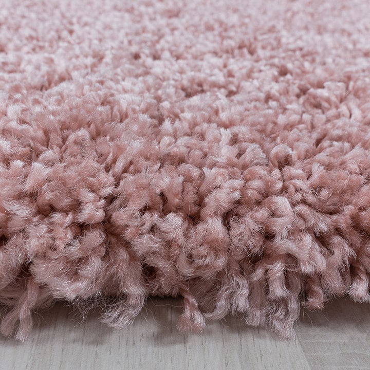 Rond hoogpolig vloerkleed - Softy Roze - 2