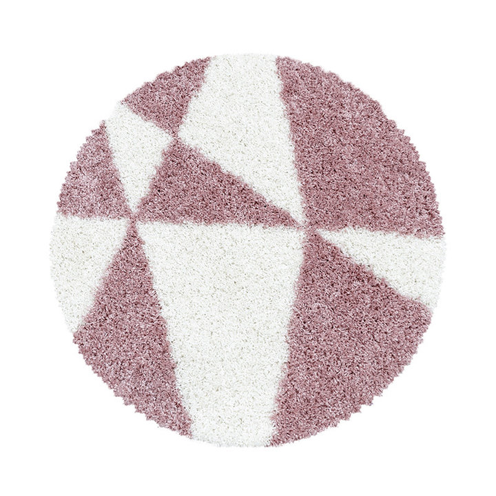 Rond hoogpolig vloerkleed - Tuggy Roze