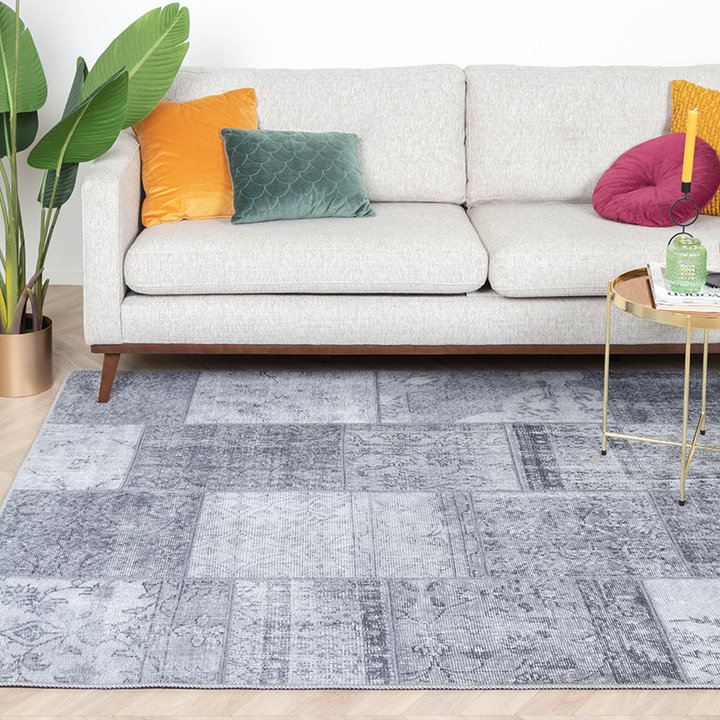Vintage patchwork vloerkleed - Estate Grijs - 3