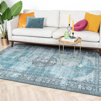 Vintage Vloerkleed - Estate Medaillon Blauw groen