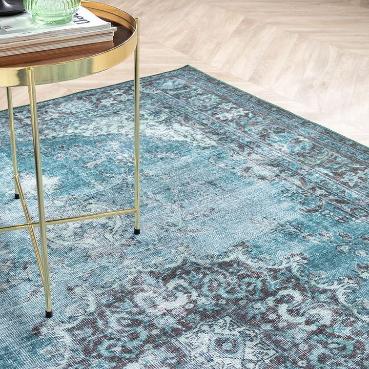 Vintage vloerkleed - Estate Medaillon Blauw/Groen - 4