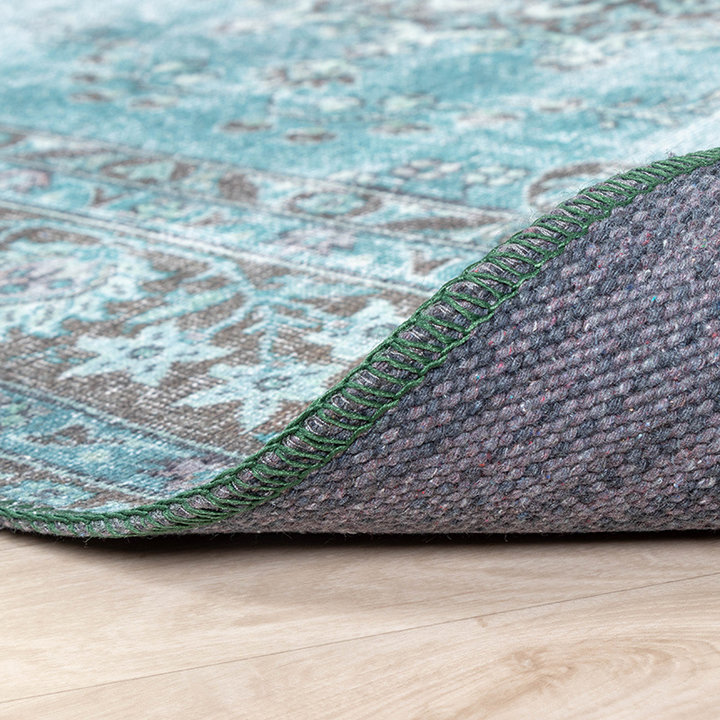 Vintage vloerkleed - Estate Medaillon Blauw/Groen - 7