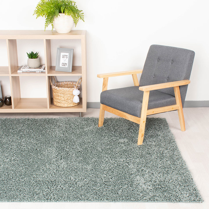 Hoogpolige Loper - Solid Blauw/Groen - 3