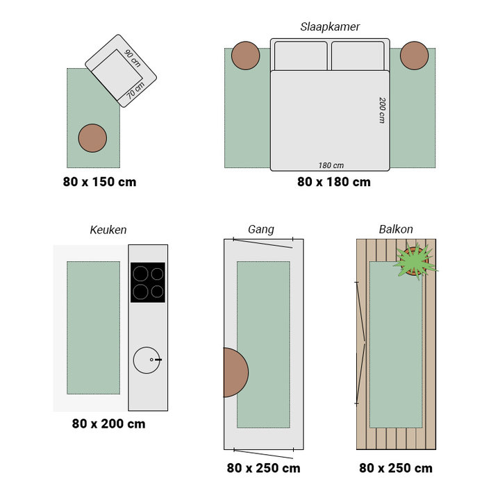 Hoogpolige Loper - Solid Beige - 6