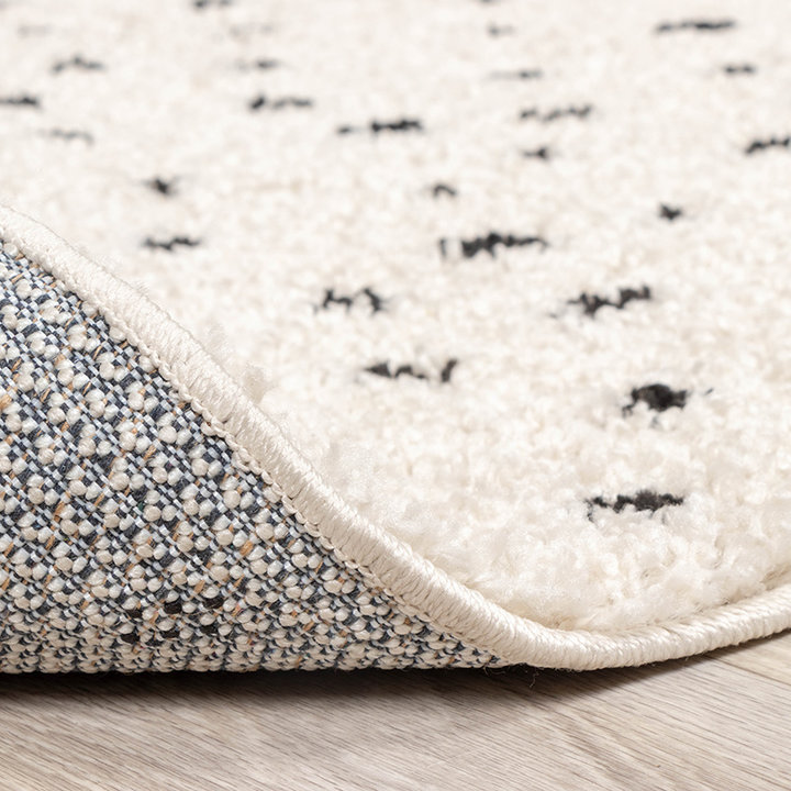 Hoogpolig vloerkleed - Grand Dots Creme/Zwart - 6