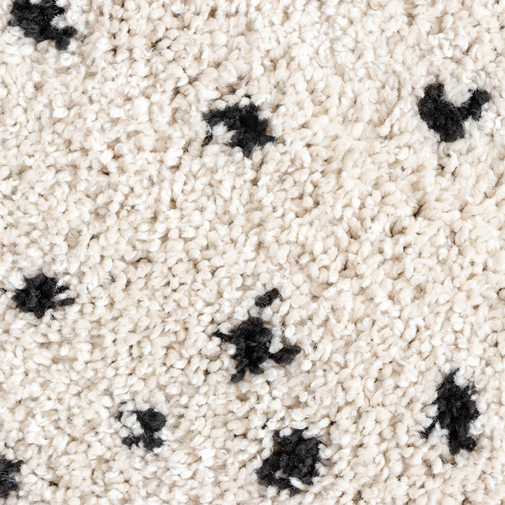 Hoogpolig vloerkleed - Grand Dots Creme/Zwart - 3