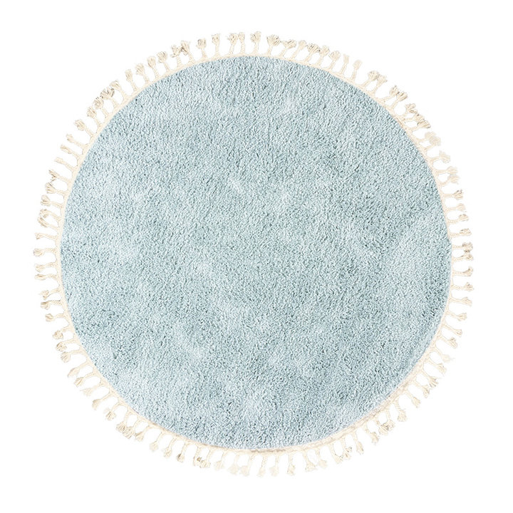 Rond hoogpolig vloerkleed - Lofty Fringe Lichtblauw - 1