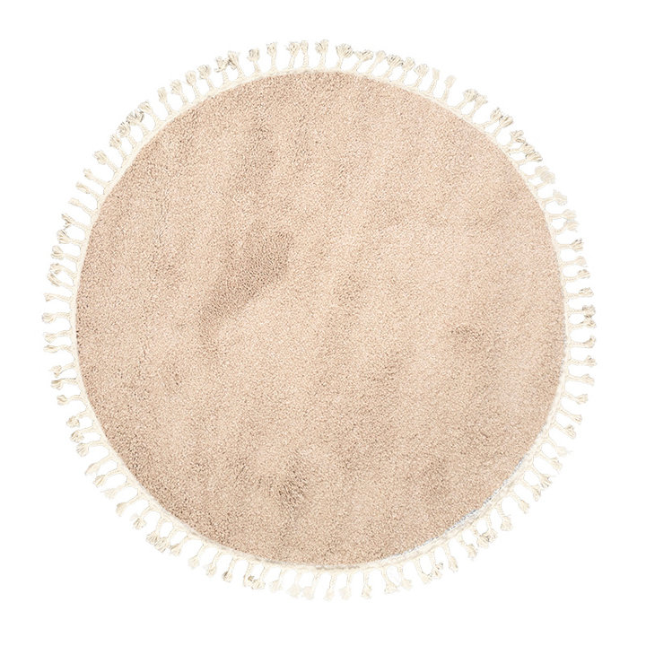 Rond hoogpolig vloerkleed - Lofty Fringe Beige - 1