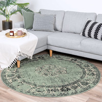 Rond vintage vloerkleed - Wonder Groen/Zwart