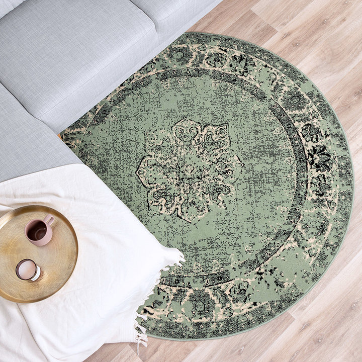 Rond vintage vloerkleed - Wonder Groen/Zwart - 3