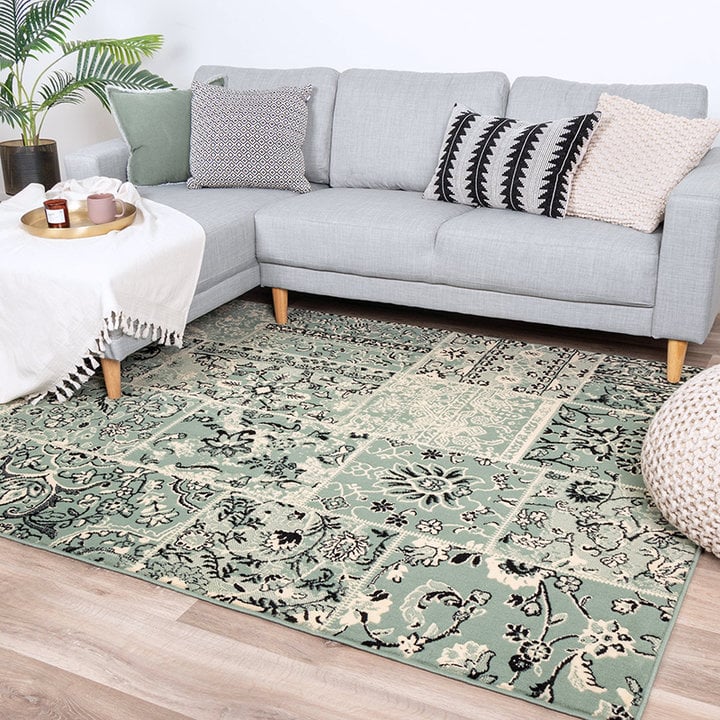 Vintage vloerkleed - Wonder Patchwork Groen/Zwart - 6