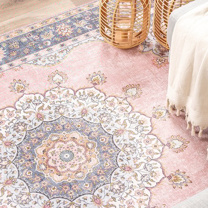 Vintage vloerkleed - Lily Medaillon Roze - 3