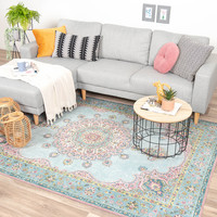 Vintage vloerkleed - Lily Medaillon Lichtblauw