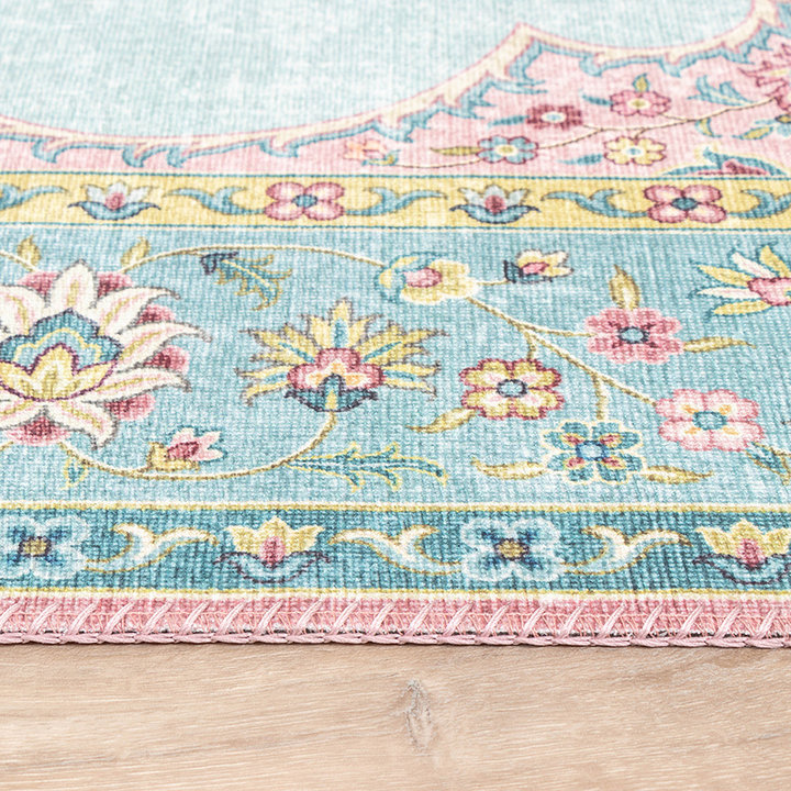 Vintage vloerkleed - Lily Medaillon Lichtblauw - 3