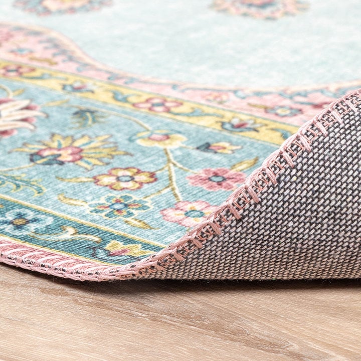 Vintage vloerkleed - Lily Medaillon Lichtblauw - 4