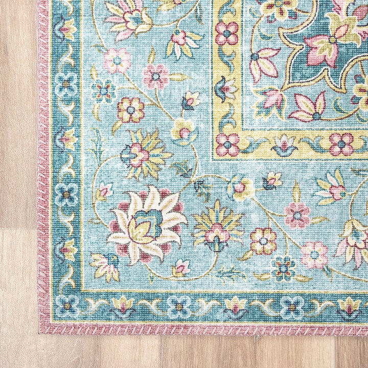 Vintage vloerkleed - Lily Medaillon Lichtblauw - 5