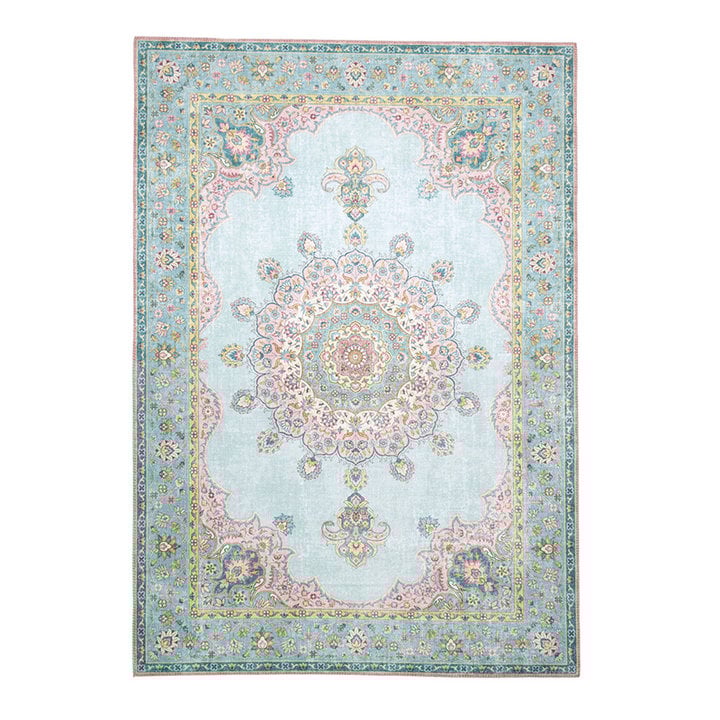 Vintage vloerkleed - Lily Medaillon Lichtblauw - 1