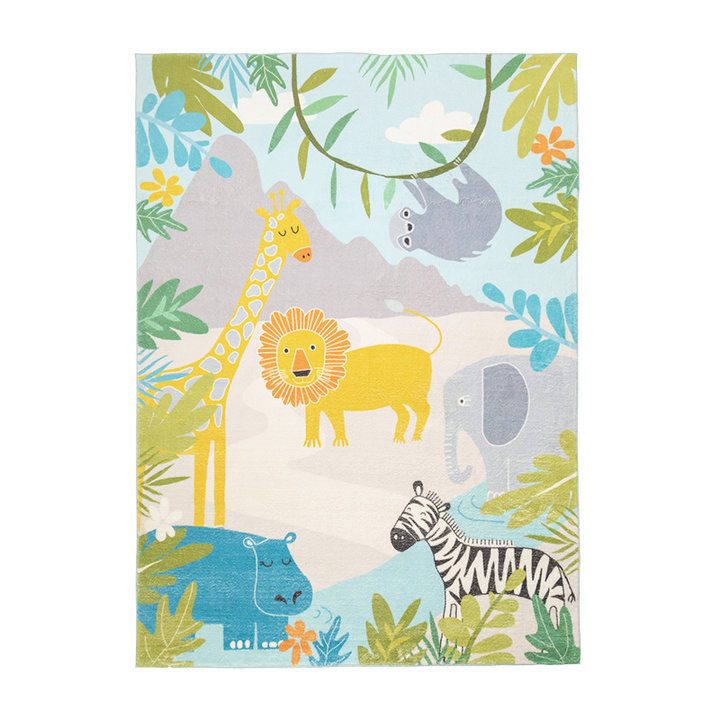 Kindervloerkleed - Jungle Leeuw Multicolor - 1