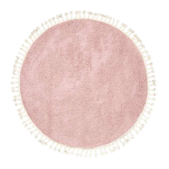 Rond hoogpolig vloerkleed - Lofty Fringe Roze - 1