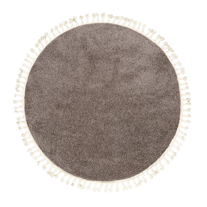Rond hoogpolig vloerkleed - Lofty Fringe Taupe - 1