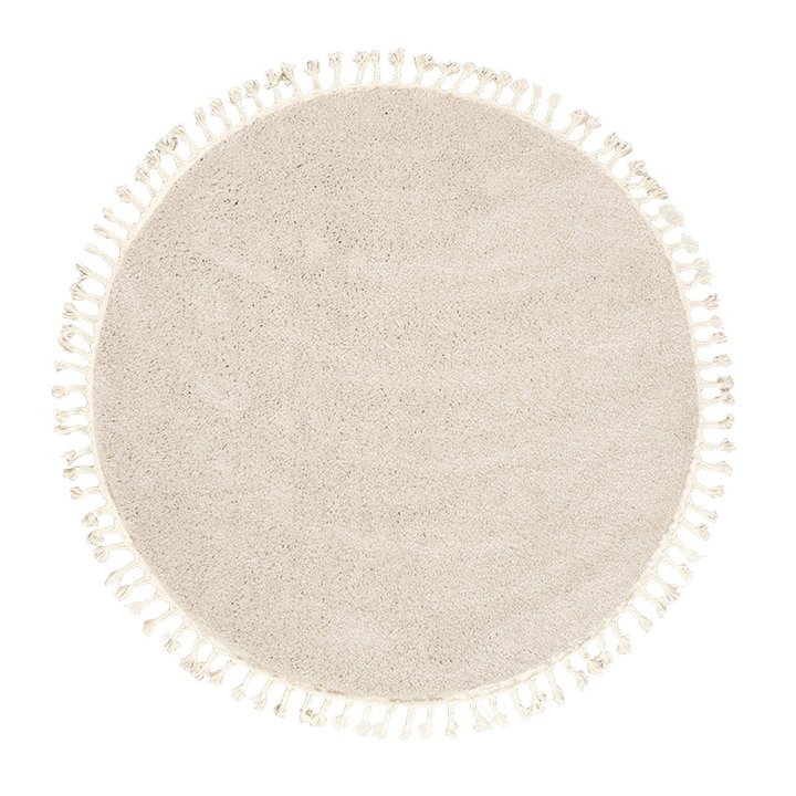 Rond hoogpolig vloerkleed - Lofty Fringe Creme/Wit - 1
