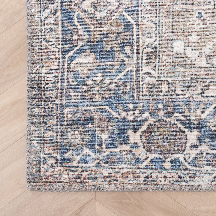 Vintage vloerkleed - Lugan Taupe/Blauw - 4