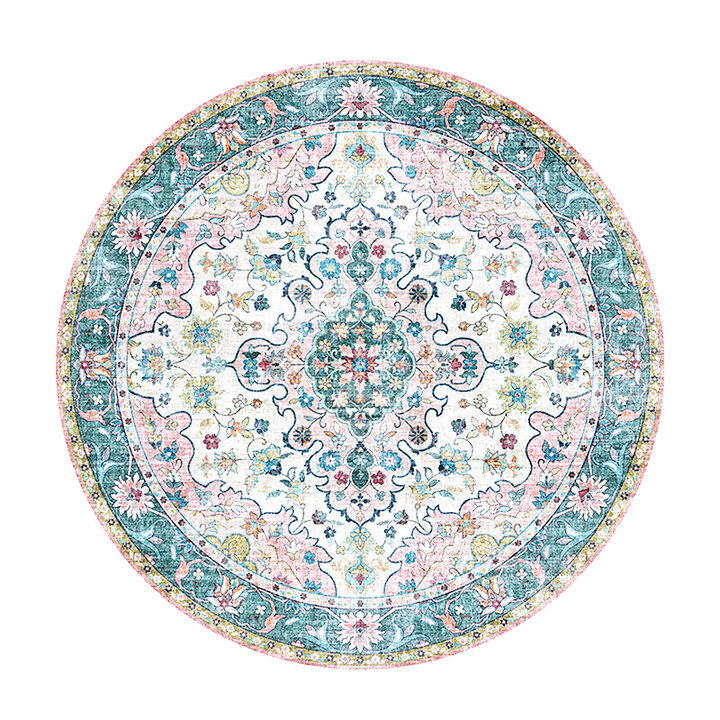 Rond vintage vloerkleed - Lily Oriental Blauw/Roze - 1