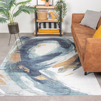 Modern vloerkleed - Strong Brush Blauw Geel