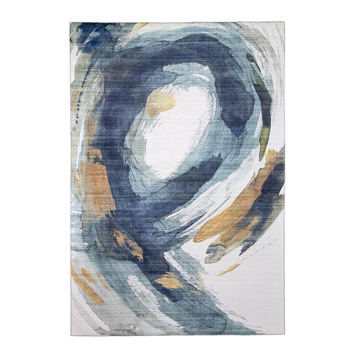 Modern vloerkleed - Strong Brush Blauw/Geel - 1