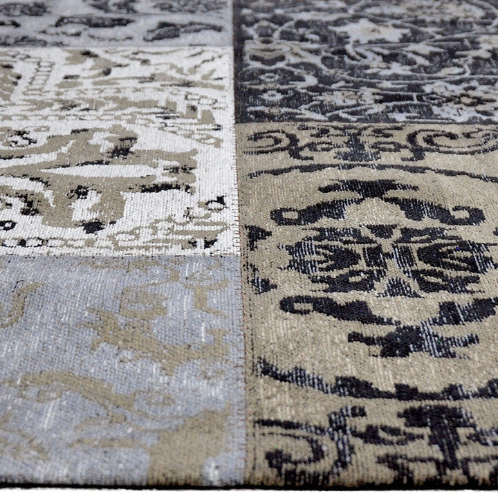 Patchwork vloerkleed - Delany Grijs/Antraciet - 4