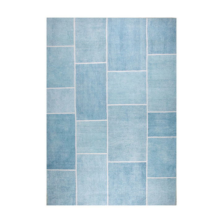 Patchwork vloerkleed - Nadine Blauw