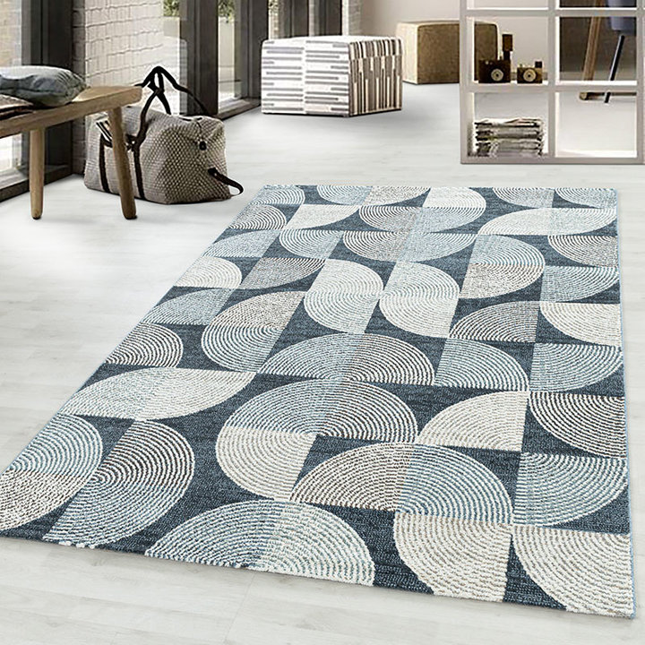 Modern vloerkleed - Regal Circlebox Blauw